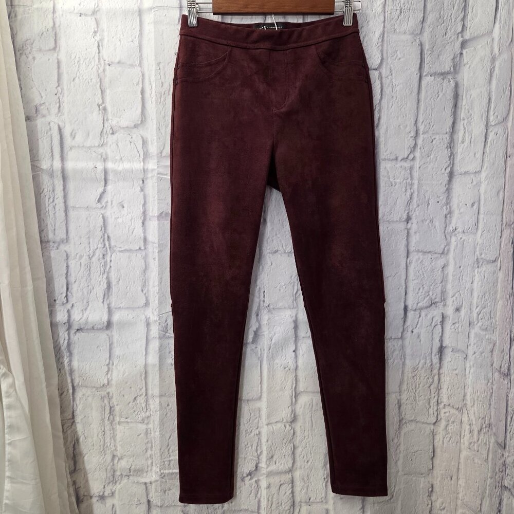 Sanctuary X Anthropologie Mona Small Faux Suede Burgundy Slim Fit Skinny Legging